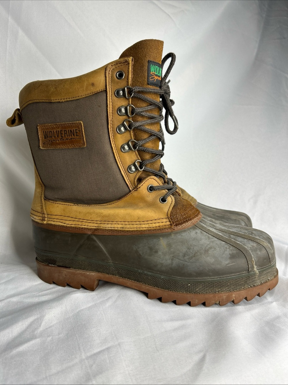 Wolverine Two-Tone Brown/Tan Waterproof Duck Boots sz 11 leather